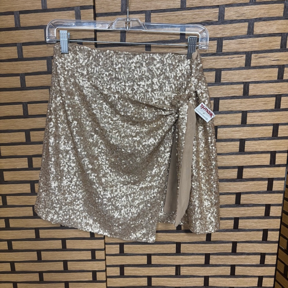 House Of Harlow Gold‎ Sequin Mini Skirt Size XS